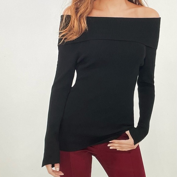 White House Black Market Tops - WHBM Black Cowl Neck Slit Sleeve Sweater X Small